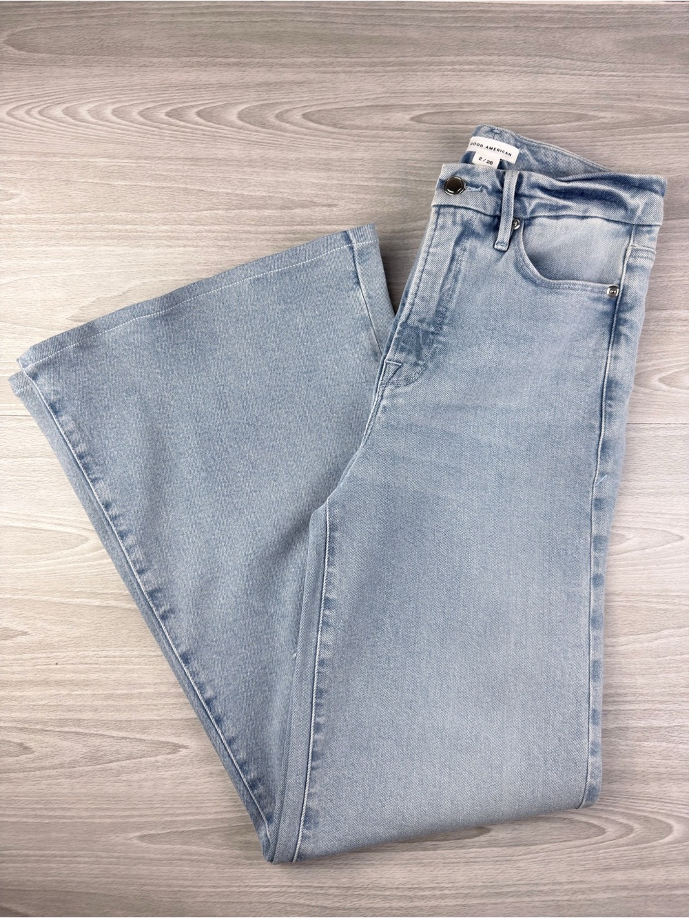 Good American Good Waist Soft Tech High Waist Palazzo Jeans Size 26 - Picture 9 of 15